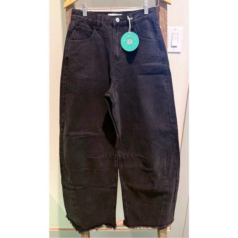 Black Wide Leg Barrel Jeans Horseshoe